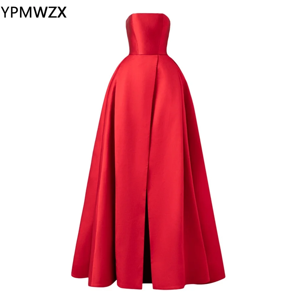 

Customized Evening Dress Formal Party Occasion Prom Gown YPMWZX Strapless A-line Floor Length Skirts Draped Sleeveless Bespoke O