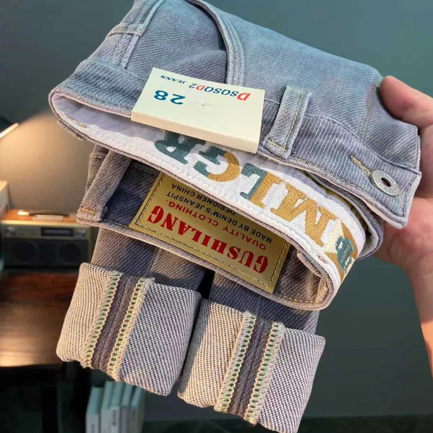 

Высококачественные американские ретро-джинсы для мужчин: весенне-осенние, дымчато-серые, с эффектом потертости, стрейч, зауженные, укороченные, облегающие брюки