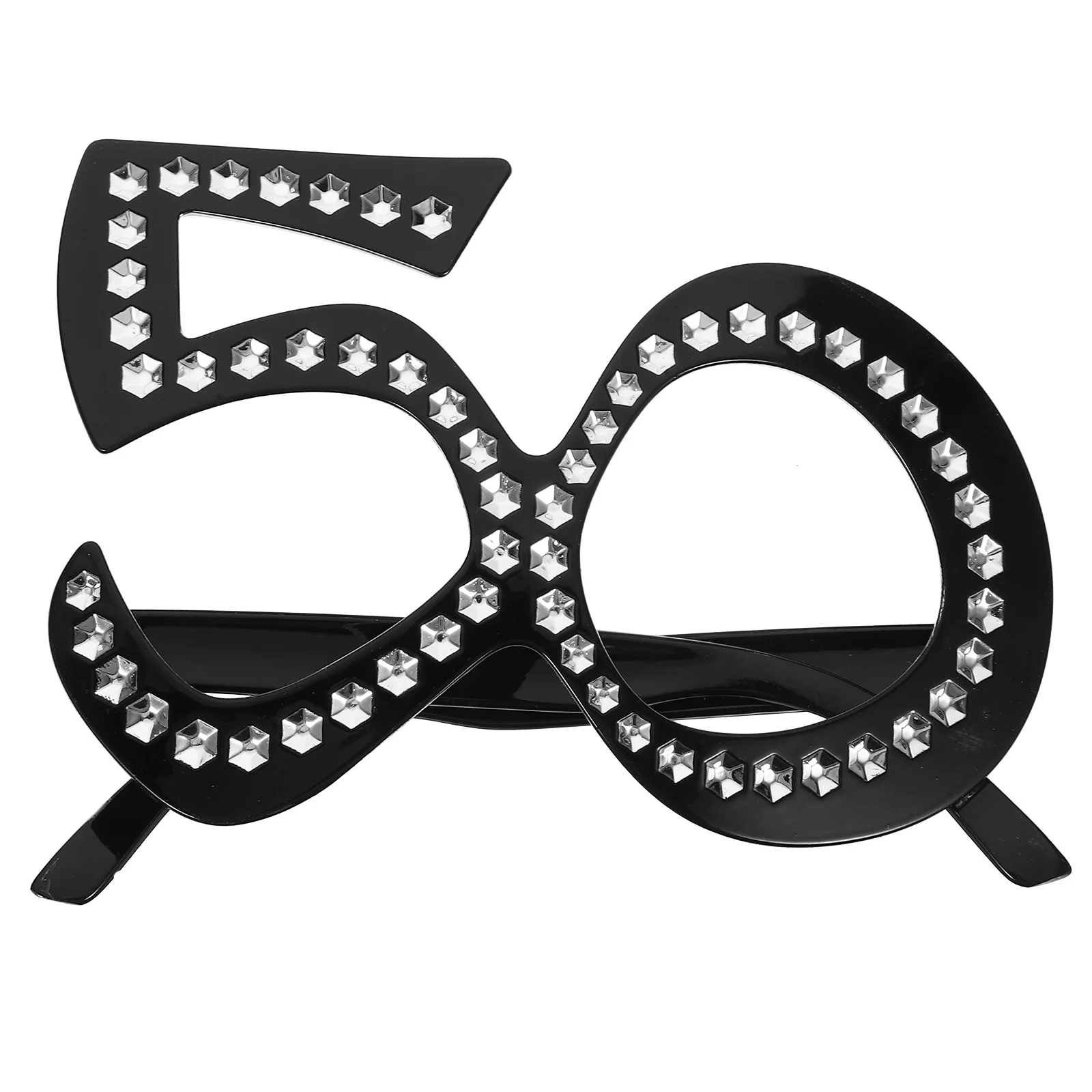 

50th Birthday Glasses Numeric Rhinestone Inlaid Party Photo Props Novelty Birthday Eyewear Decorative Glasses Rhinestone Eyewear