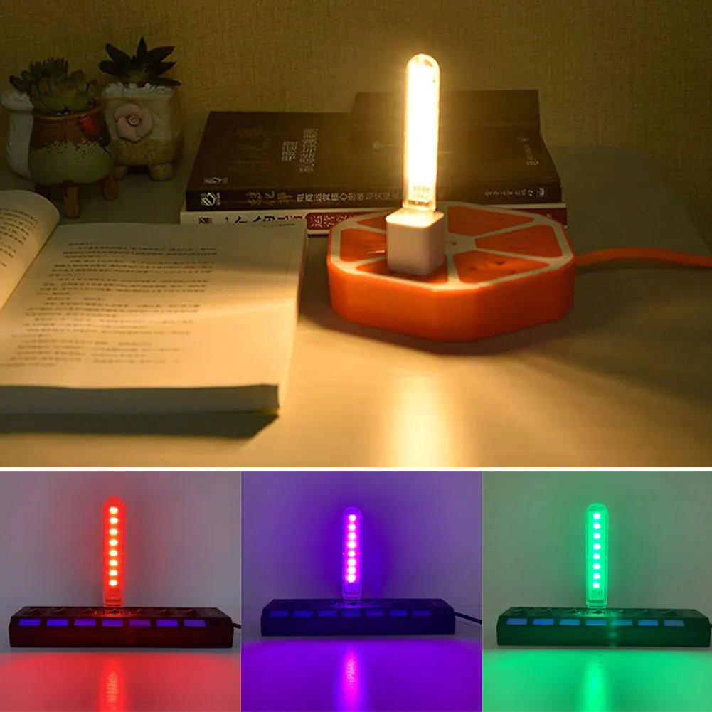 Mini portátil LED Night Light, USB 8LED, DC 5V, U Disk Lighting para PC, Laptop, Mobile Power Bank Lâmpadas, Decoração do quarto