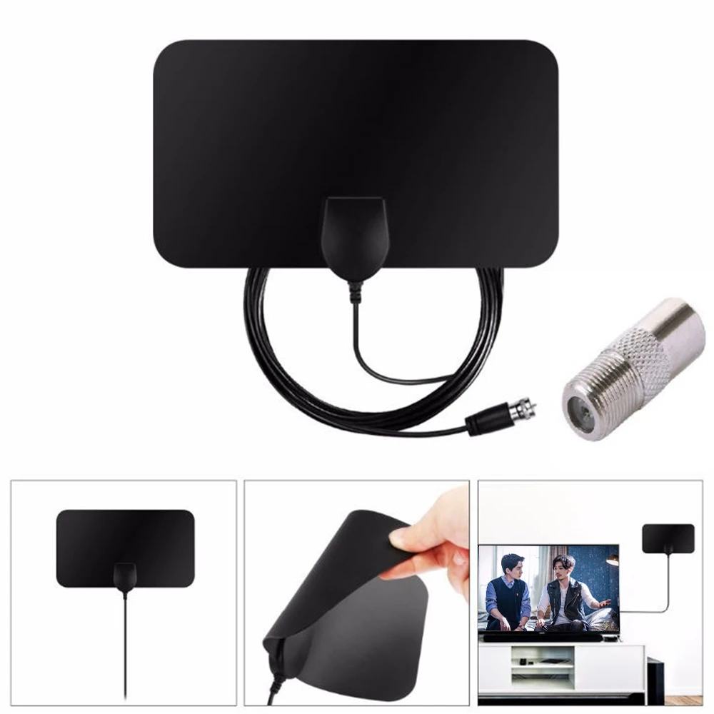 High Gain TV Antenna Booster, HDTV Box, Digital EU Plug, 150 milhas, 4K, 28DB, HD, Indoor, Aerial Flat Design