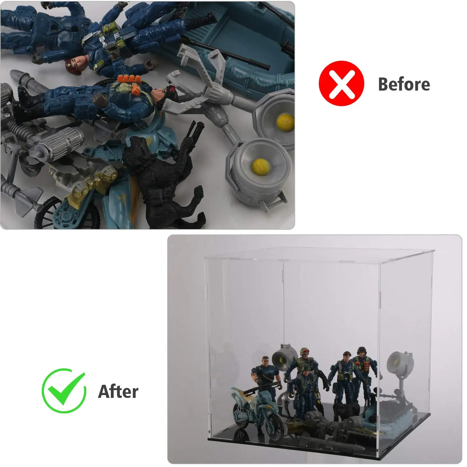 Acrylic Display Case For Small Collectibles,Versatile Collectibles Display Showcase For Action Figures Toys(Black, 10x10x10cm)