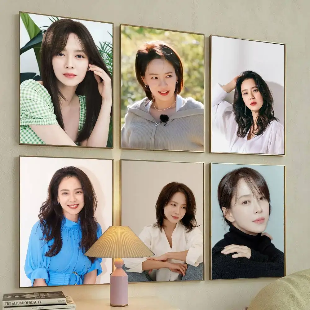 Korean Actor Song Ji Hyo Poster Art Sticky Wall Waterproof Home Living Room Bedroom Bar Aesthetic Decoration