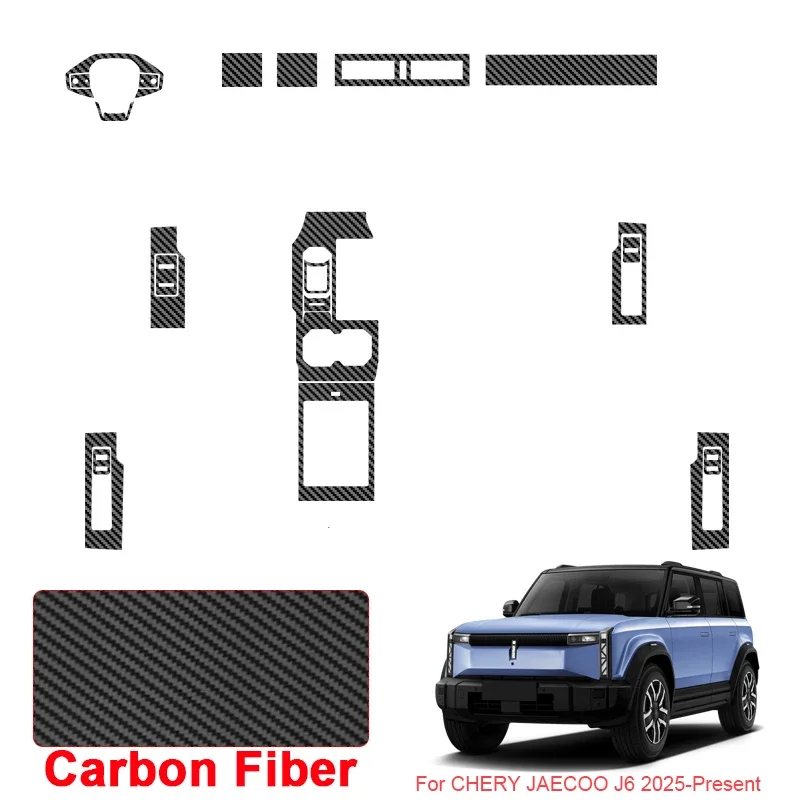

Car Carbon Interior Sticker Window Lifting Panel Decal For CHERY JAECOO J6 2025-Present LHD Gear Door Protective Film Accessory