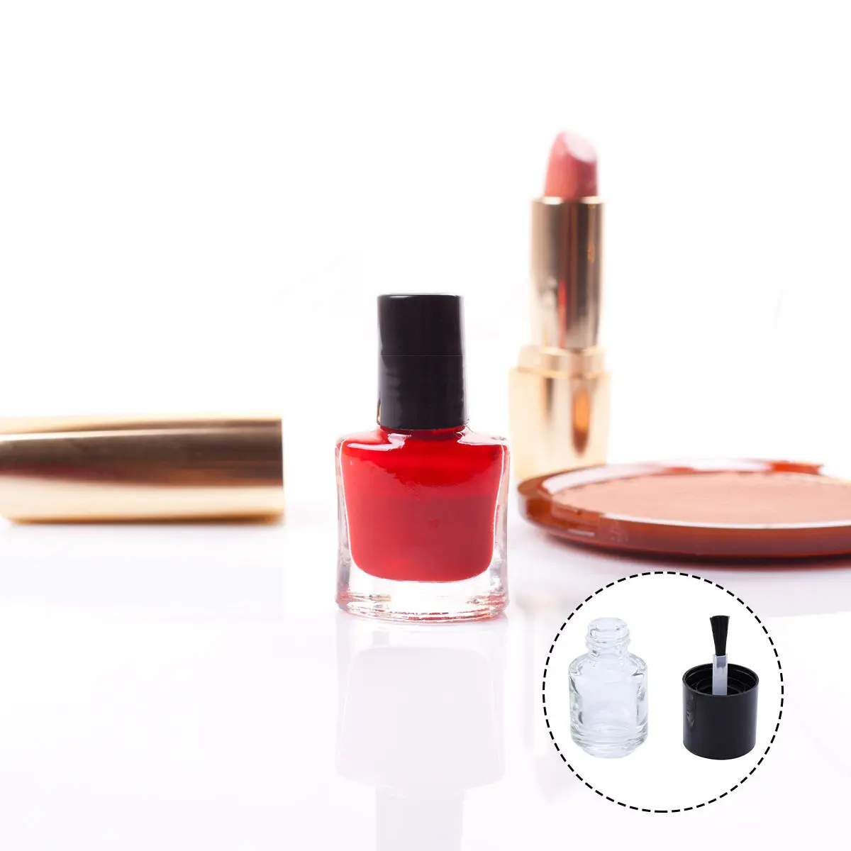 15Pcs Nail Polish Bottles Glass Empty Transparent Round Cap Leakproof Refill DIY Color Design for Nail Art Storage