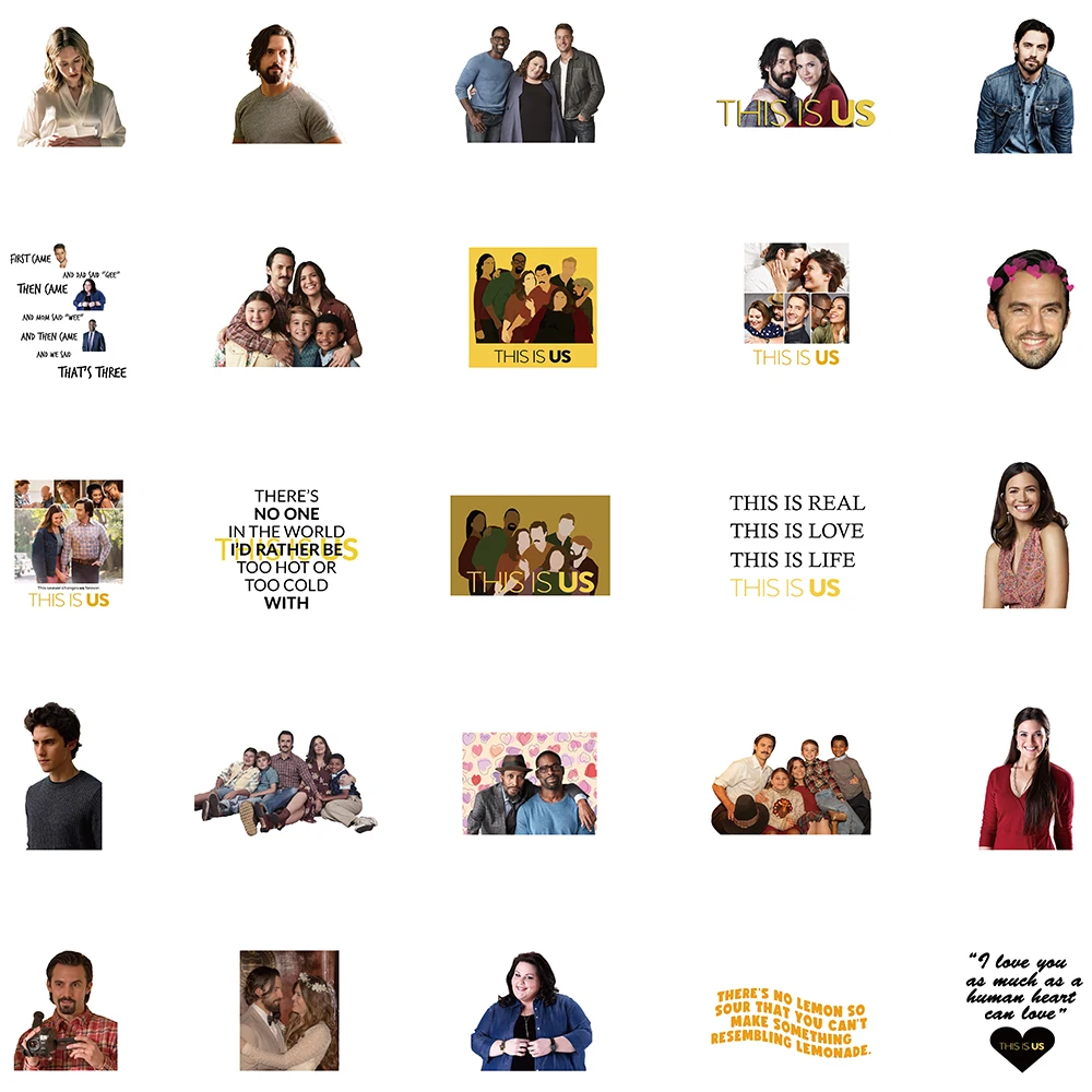 50pcs TV Drama This is us Character Stickers DIY Waterproof Graffiti Decals For Laptop Notebook Phone Guitar Decor