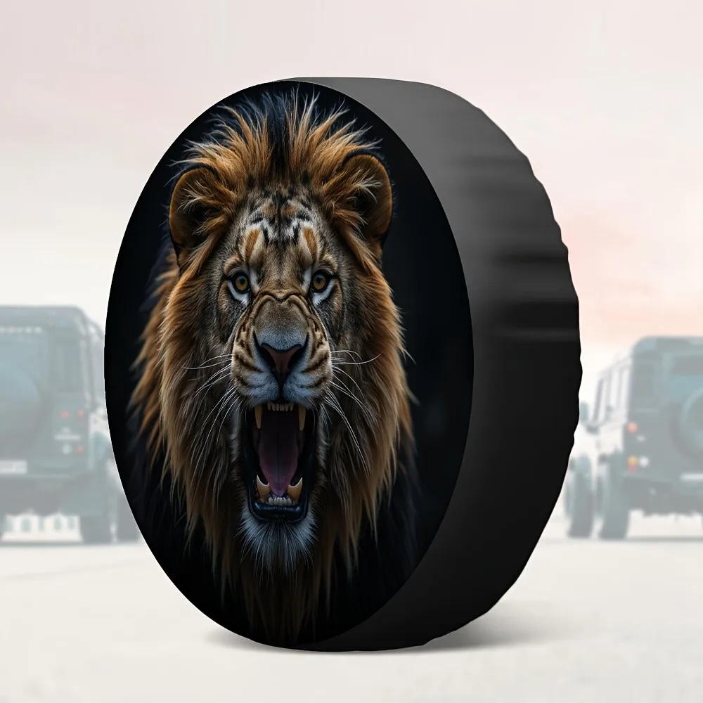 

Roaring Lion Tire Cover Durable Fabric SUV Spare Wheel Protector Outdoor Accessory