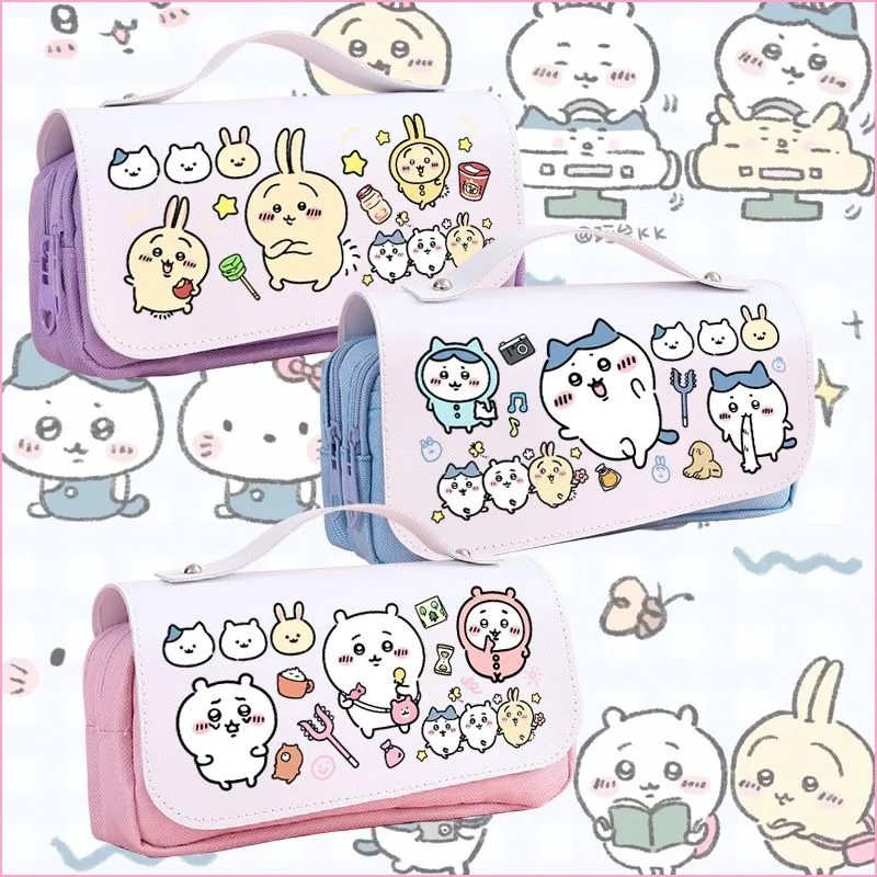 

Лидер продаж Chiikawas аниме вокруг сумки для ручек большой емкости для мужчин и женщин, студенческая коробка для канцелярских принадлежностей, креативная сумка для хранения
