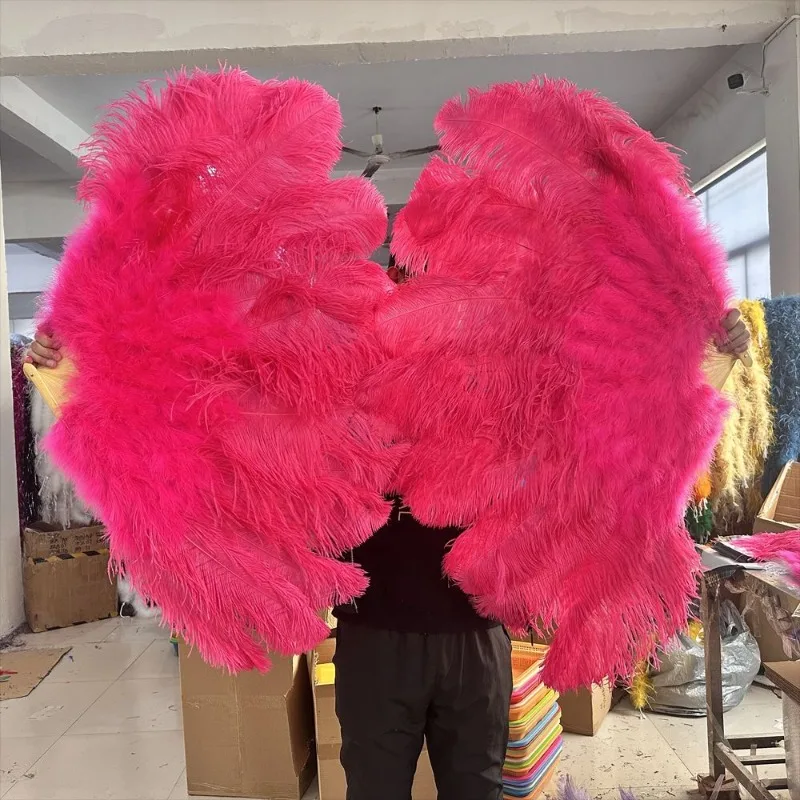 100cm High Quality Ostrich Feather Fans 13 Bone Folding Plumes Crafts Big Fans Wedding Party Carnival Stage Performance Prop