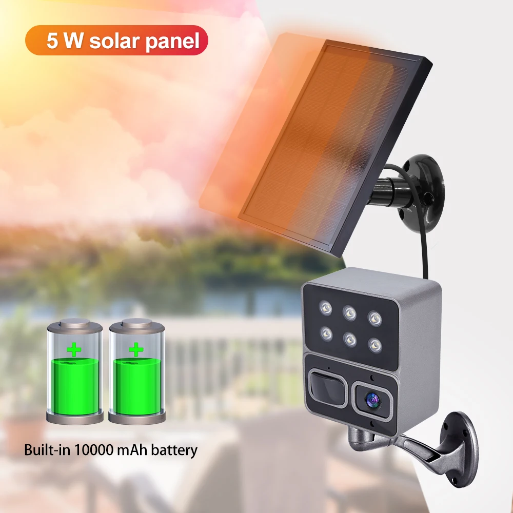 2MP 1080P Tuya APP Solar Power Flutlicht Hof Lampe Kamera Volle Farbe Intercom Straße IP Kamera Batterie Baby Monitor