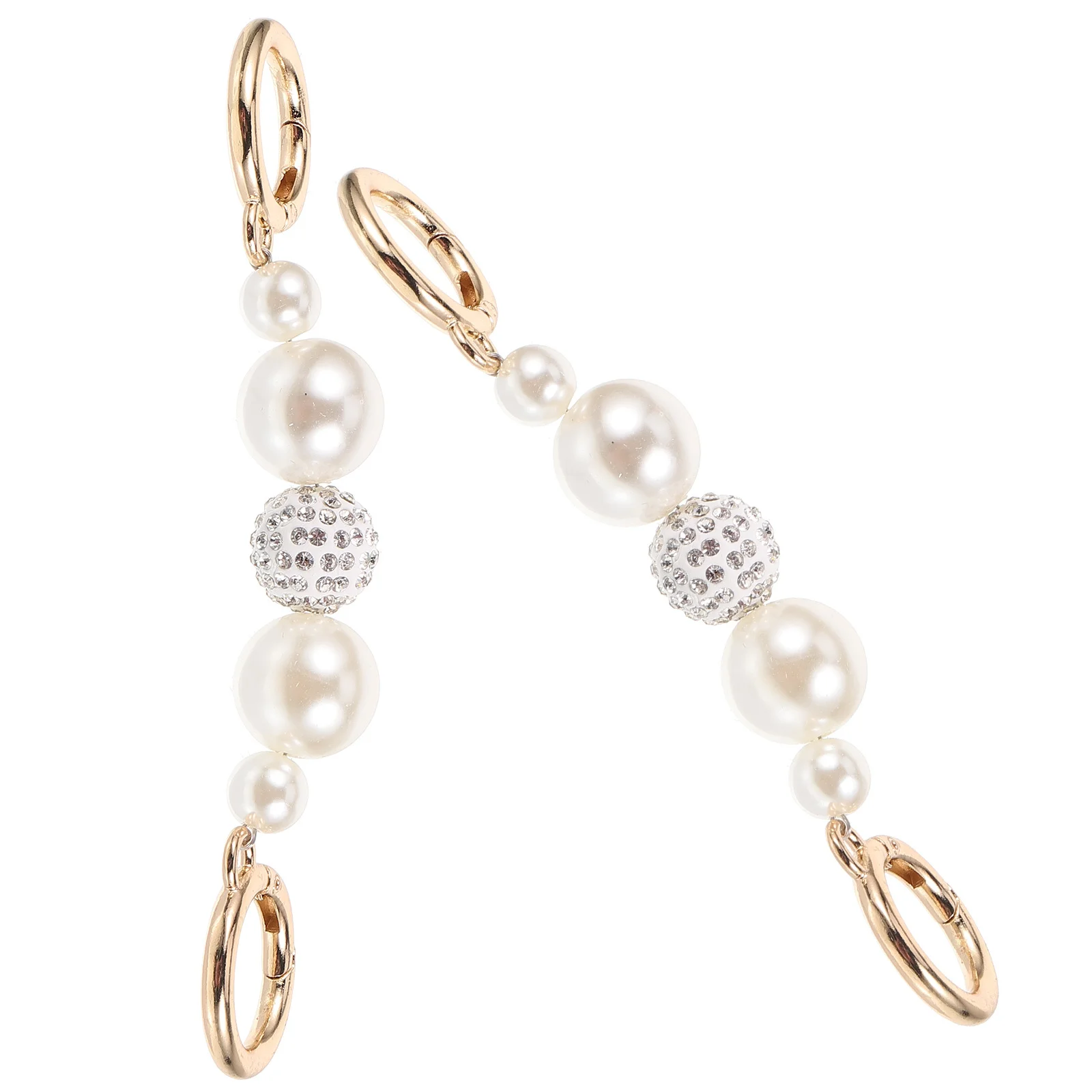 

2Pcs Pearl Bag Chain Delicate Alloy Replacement Strap for Handbag Purse DIY Extension Accessory Shiny Chain Detachable Design