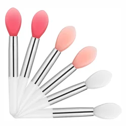 3/5PCS Portable Silicone Lip Brush With Cover Soft Multifunctional Lip Balm Applicator Lipstick Lipgloss Makeup BrushesWholesale