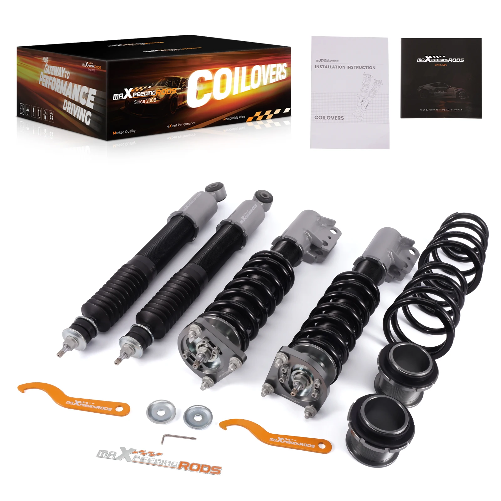 Coilover 24-Step Damper Adjustable Shocks Struts Kit For Ford Mustang 94-04