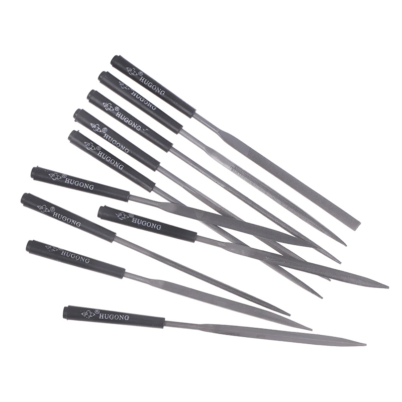 Kit mini lime di precisione per denti a doppio taglio da 10 pezzi - Acciaio ad alto tenore di carbonio da 140 mm con manico in PVC Strumenti per gioielli e orologiai