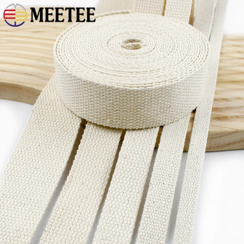 

2-20M 10-50mm Beige Cotton Webbing Strap for Bag Ribbon Bands Canvas Handbag Bias Binding Belt Clothes DIY Sewing Accessories