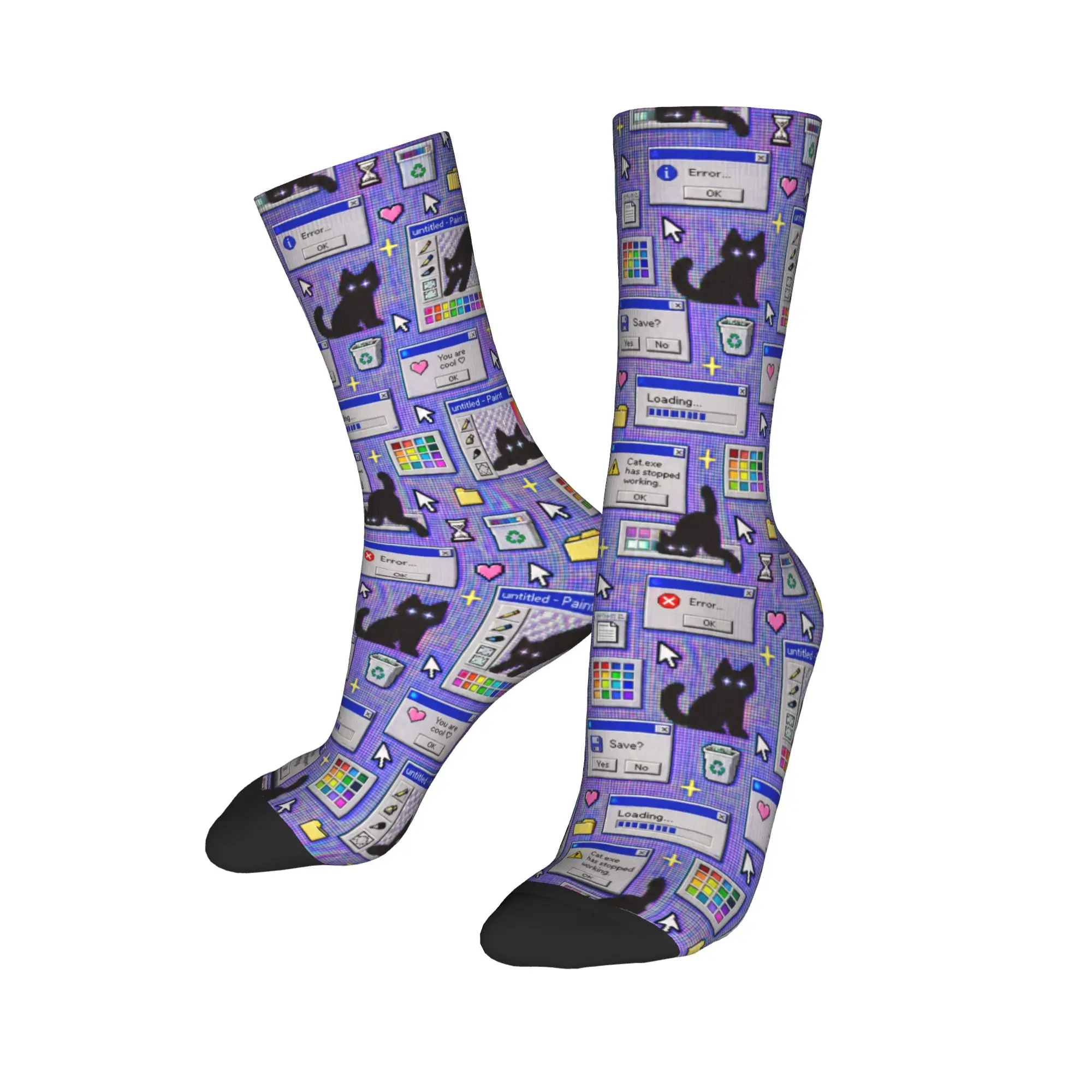 Cyber ​​retro computer system malfunction pop up window printed Socks  Anti Skid Stockings Unisex Men Warm Socks Autumn Socks