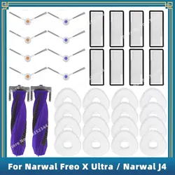 Compatible For Narwal Freo X Ultra / Narwal J4 Replacement Spare Parts Accessories Roller Main Side Brush Hepa Filter Mop Cloth