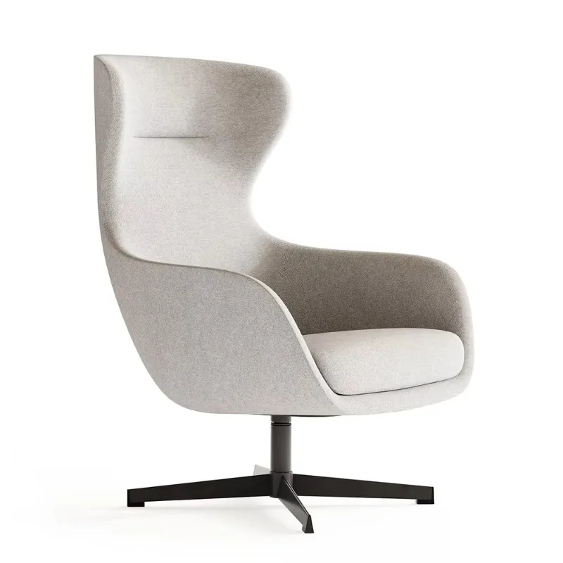 High back lounge chair, stable rotating steel base, injection foam, soft and comfortable design, office boss lounge chair
