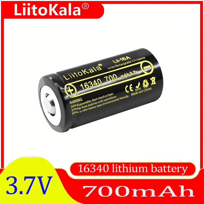 Original LiitoKala Lii-16A 3.7V 16340 700mAh CR123A Rechargeable Batteries CR17345 Battery Charger For Arlo Wireless Camer