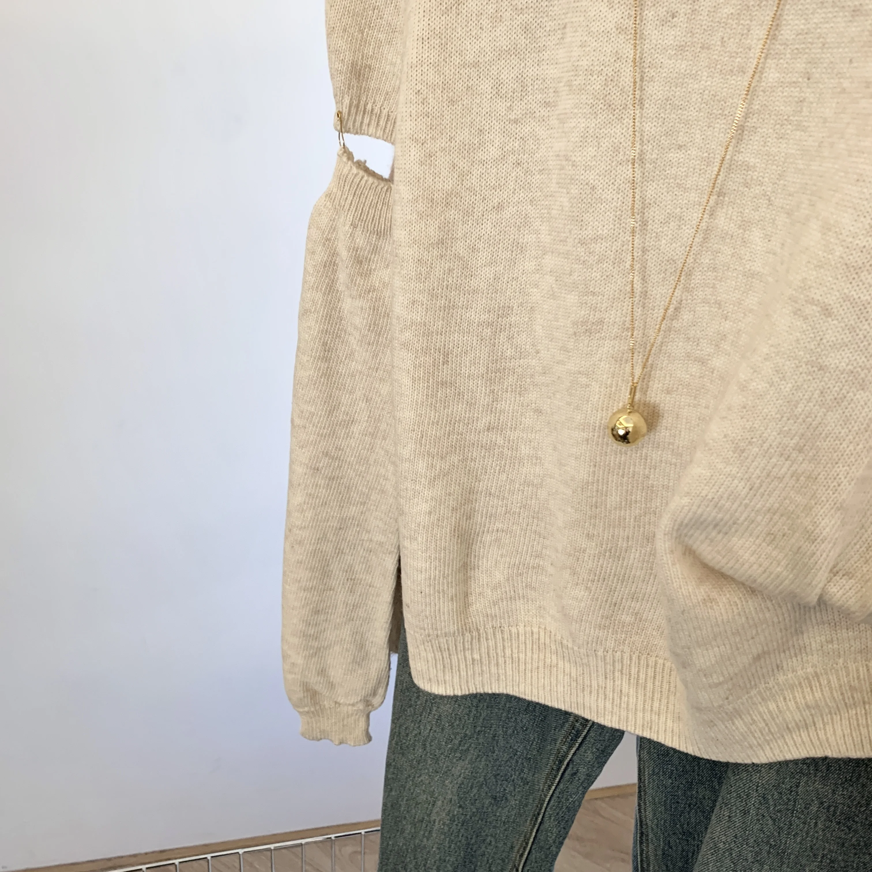 Maglione da donna con fiocco color albicocca, perline per unghie, industria pesante, moda chic, coreano Y2k, girocollo, autunno e inverno, lavorato a maglia anni '90