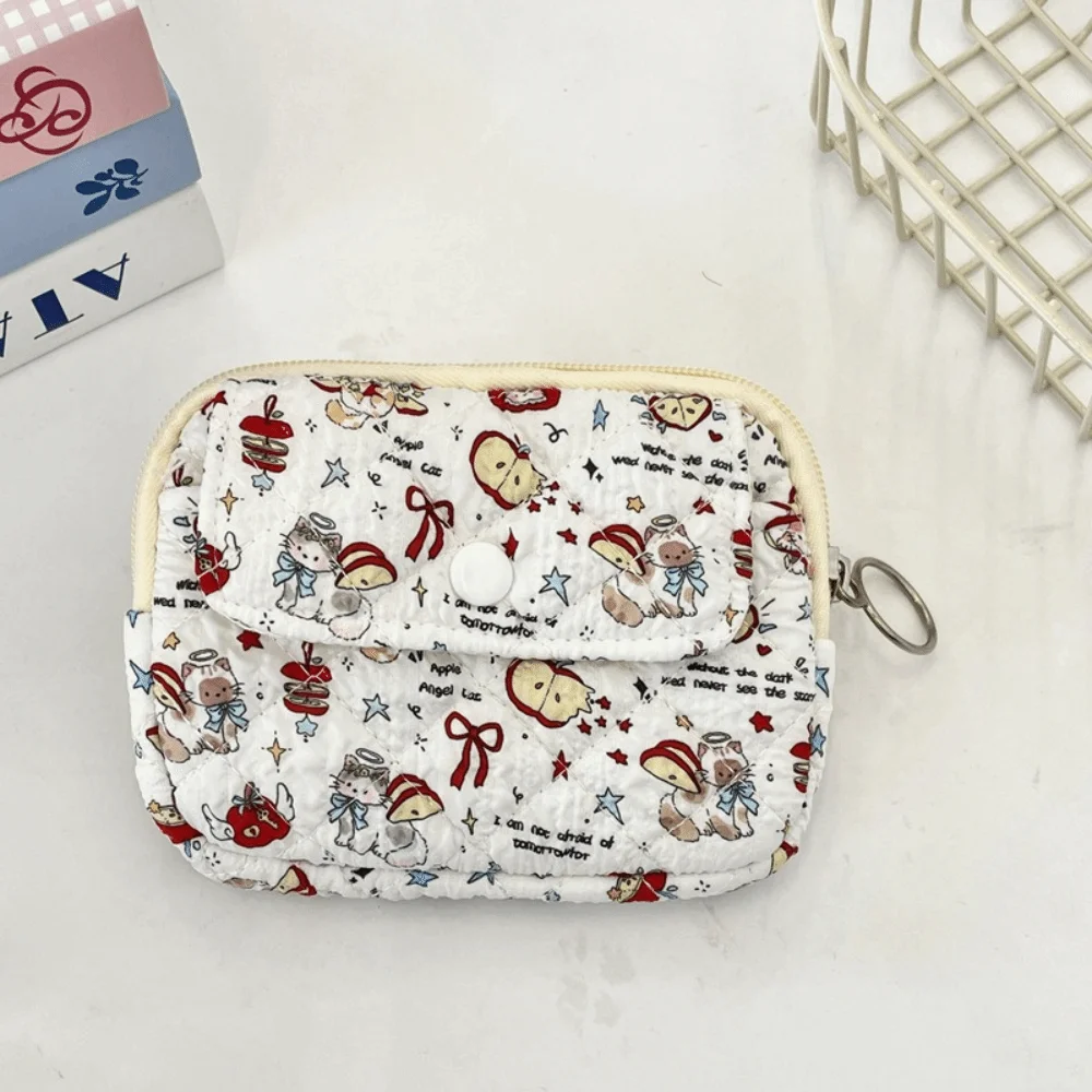 Cartoon Printing Mini Canvas Coin Purse Korean Style Multifuctional Cute Wallet Jewelry Packing Bag Card Holder