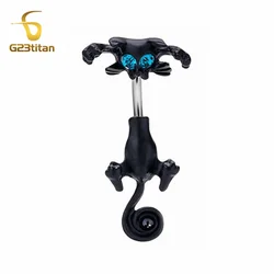 G23titan Black Cat Belly Button Ring 14G Titanium Or Steel Barbel Navel Piercing Jewelry Gothic Halloween Women Body Accessories