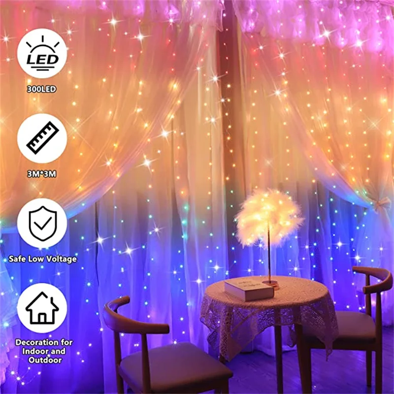 3M tenda stringa luce USB telecomando arcobaleno fata luce 8 modalità lanterna impermeabile stringa per la casa/festa/decorazioni di nozze