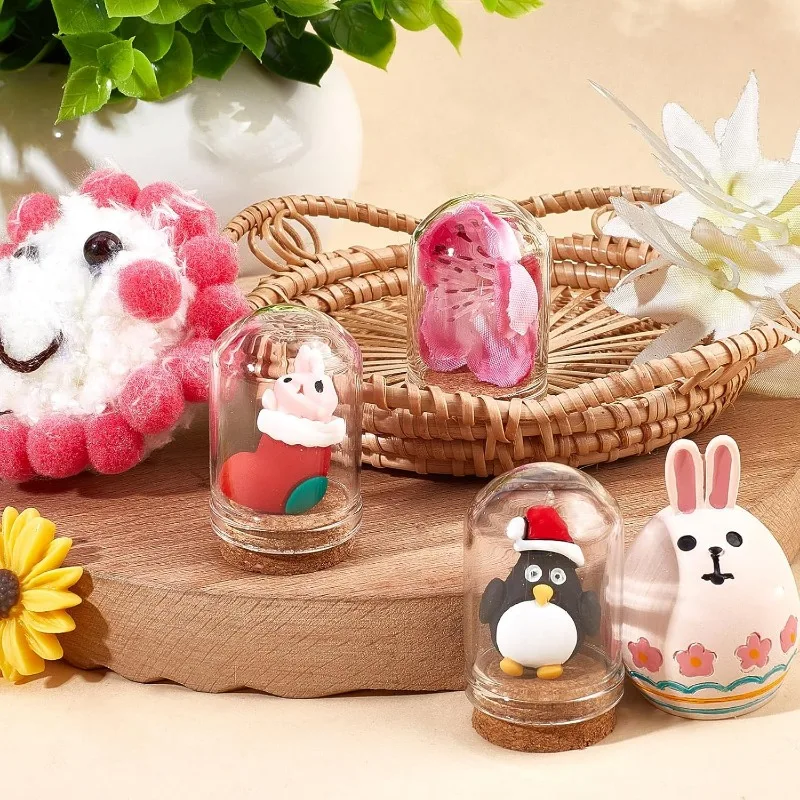 20 Sets Glass Cloche Dome Mini Display Bell Jar with Cork Base 1.43Inch Terrarium Bottles Container Stand Cover Case Clear