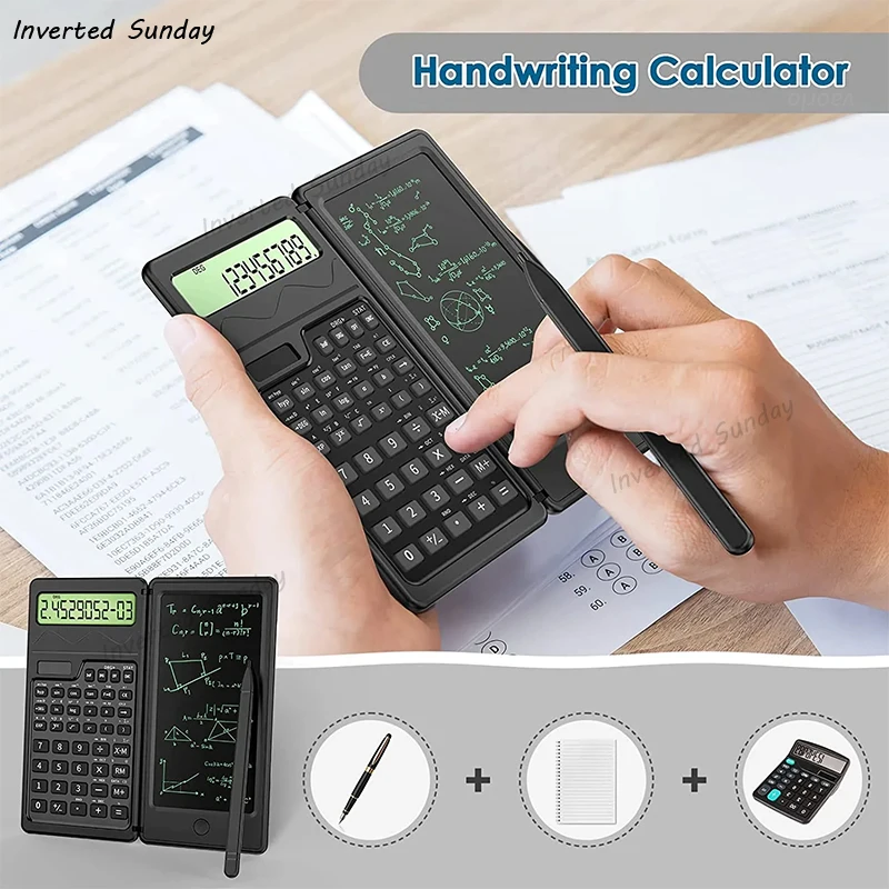 الآلات الحاسبة العلمية للطاقة الشمسية القابلة للطي وشاشة LCD مقاس 6 بوصات للكتابة ولوحة الرسم لمدرس طلاب الأعمال المكتبية