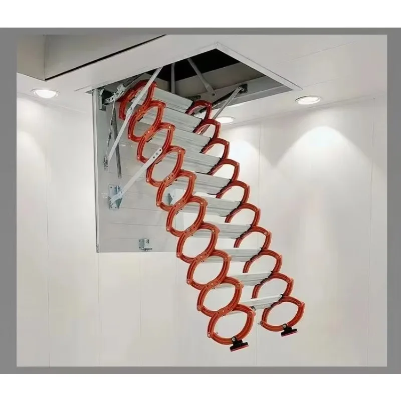【Best-selling】Electric Stairs Attic Ladder Carbon Steel Folding Loft Ceiling Ladder Titanium-magnesium Alloy Modern CE