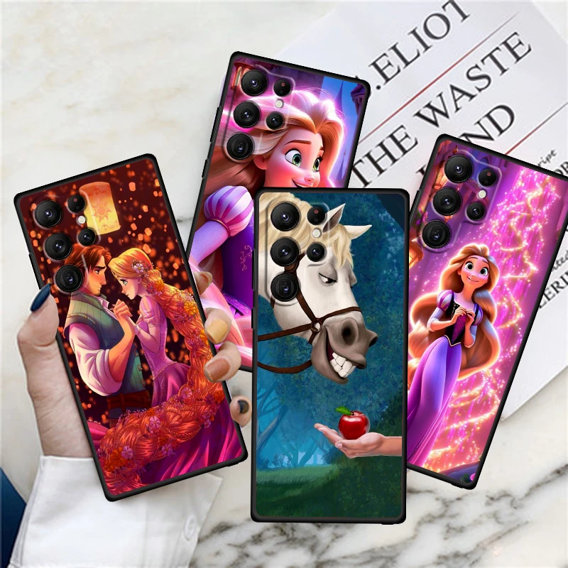 Rapunzel Tangled Art Cartoon For Samsung Galaxy S24 S23 S22 S21 S20 FE S10 S10E Plus Ultra Pro Lite 5G Black TPU Phone Case