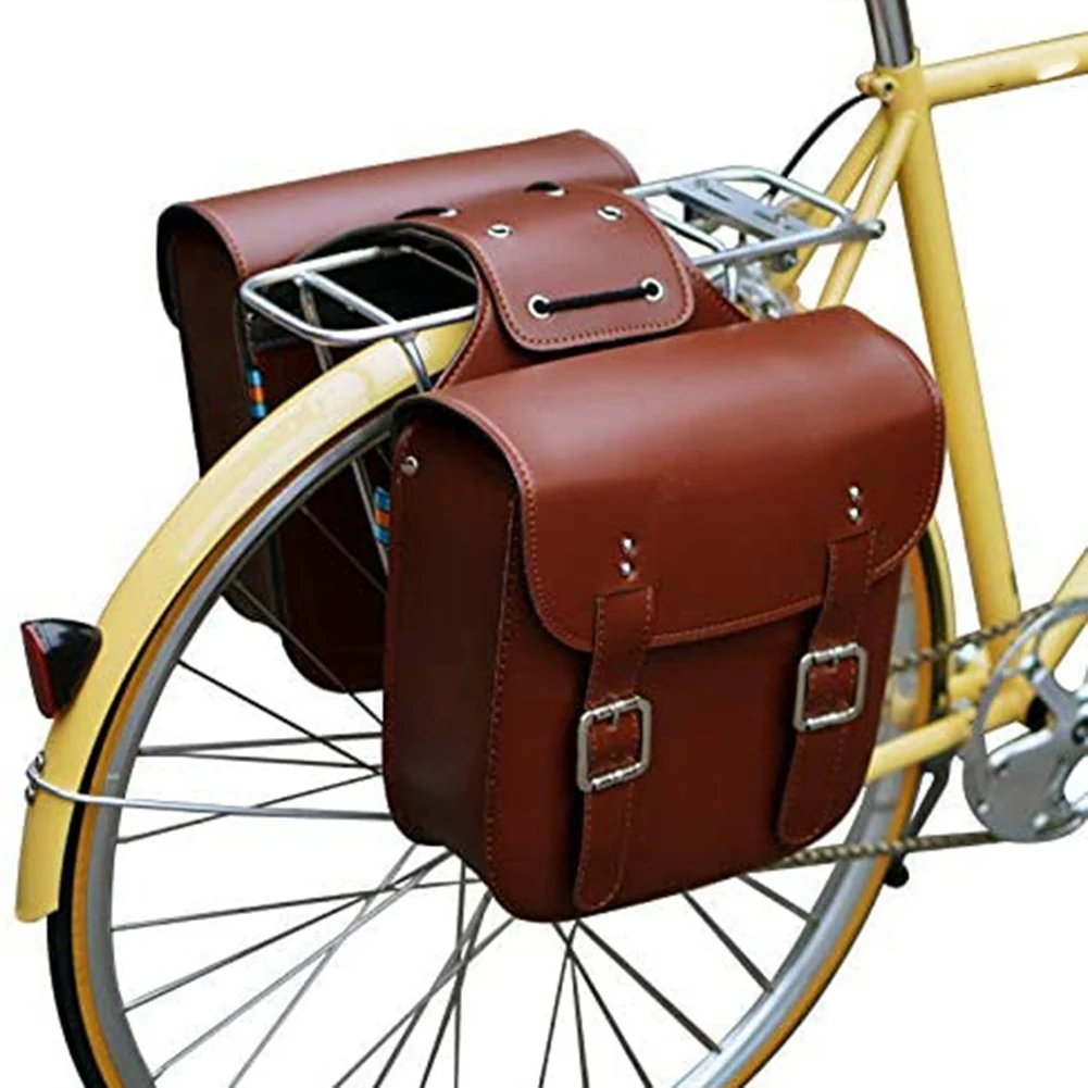 【STOCK】Retro Bicycle Rack Bag Leather Rear Rack Bike Bags Robust Rear Seatpost for Retro Bicycle Saddle Rack Accessories,Black