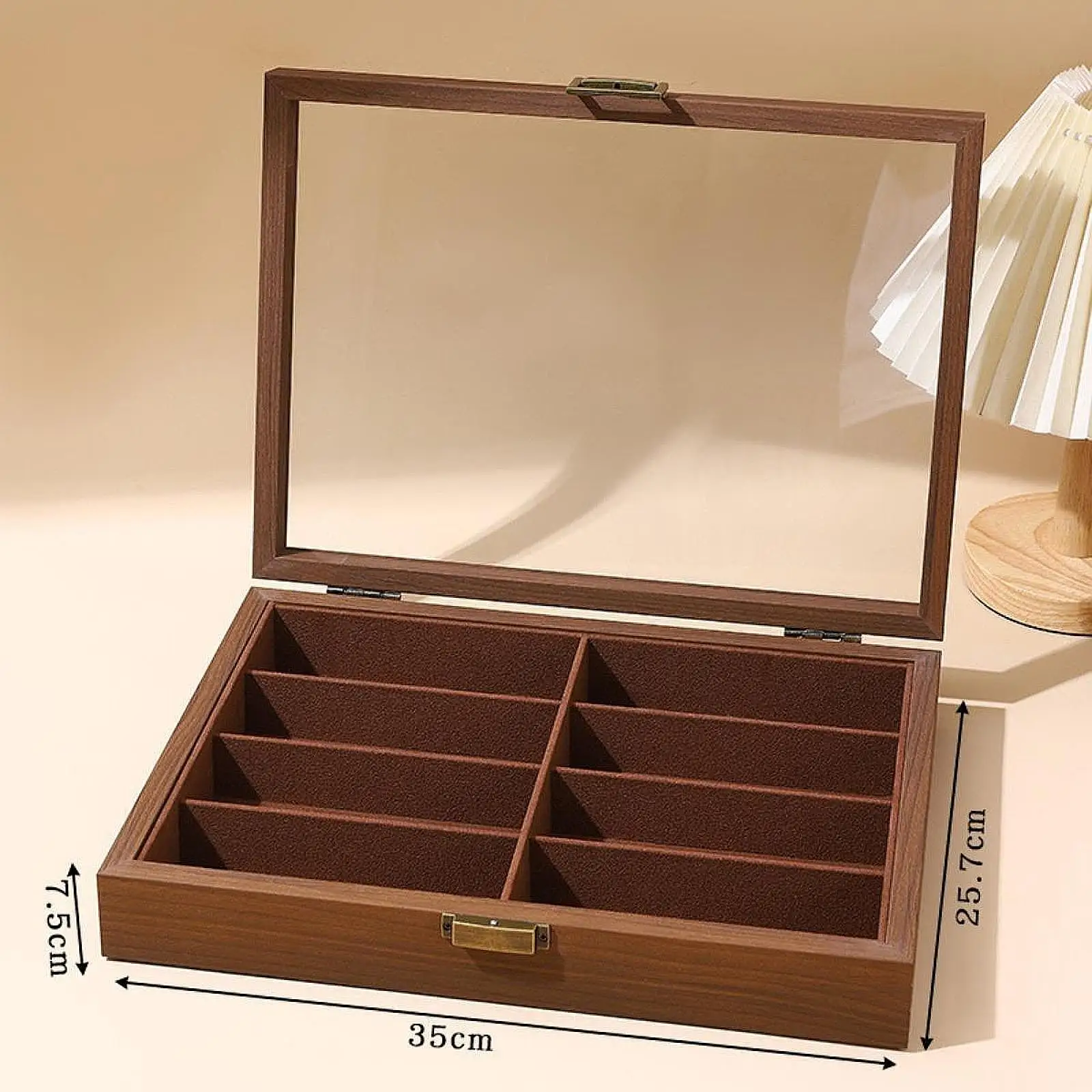 صندوق تخزين النظارات الشمسية ذو 8 فتحات وغطاء شفاف ومنظم النظارات