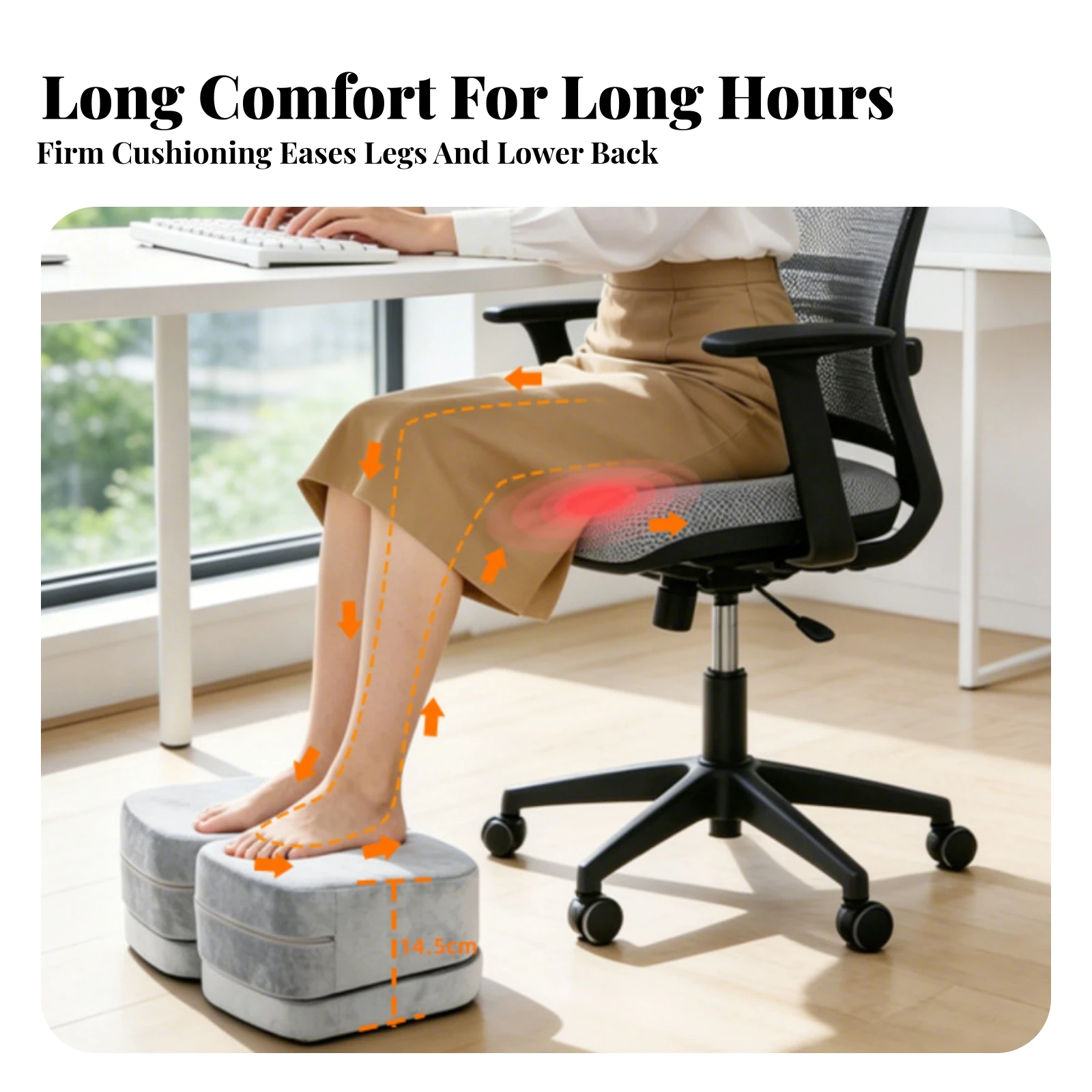 2 Pieces Under Desk Footrest Comfortable Foot Rest Foot Support Cushion Ergonomic Footrest with Washable Cover Supportive