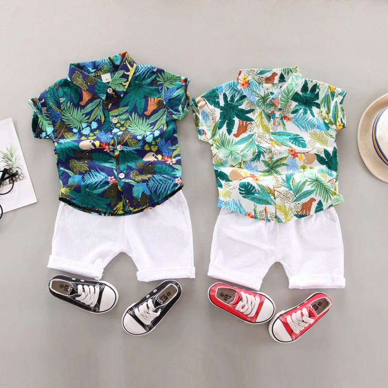 

Baby Boy Summer Short Sleeved Shirt Suit Fashion Kids Clothing Set Baby Tops+Shorts 2Pcs Boys Clothes For1-5 Year Infant Outfits