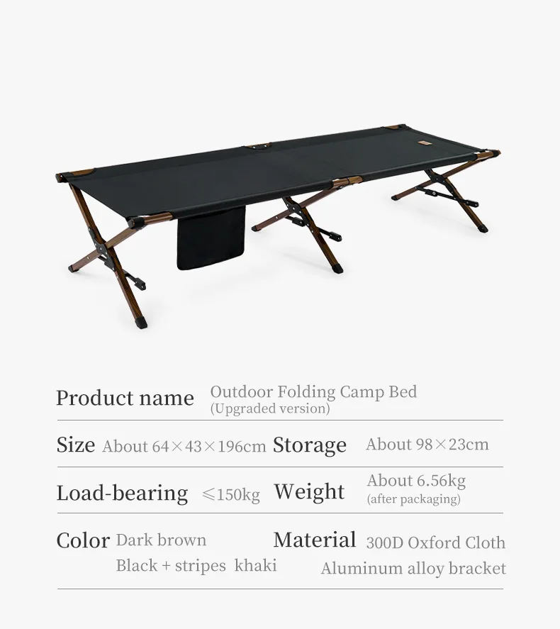 Naturehike XJC03 Outdoor-Klappbett, tragbar, stabil, schnell aufzubauen, Schlafliege, 140 kg Traglast, Picknick-, Reise- und Campingtischbett – Detail 13