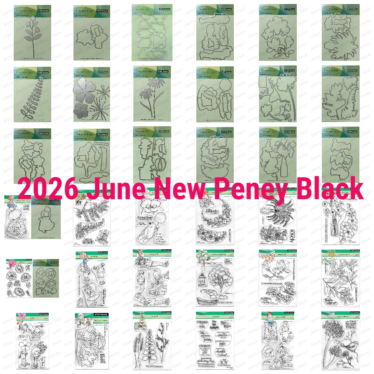 Peney Plack 2026 Junho Nova Coleção Happiness Blooms: Matrizes de Corte de Metal e Carimbos de Silicone para Scrapbooking, Criação de Álbuns de Fotos e Embossing de Cartões