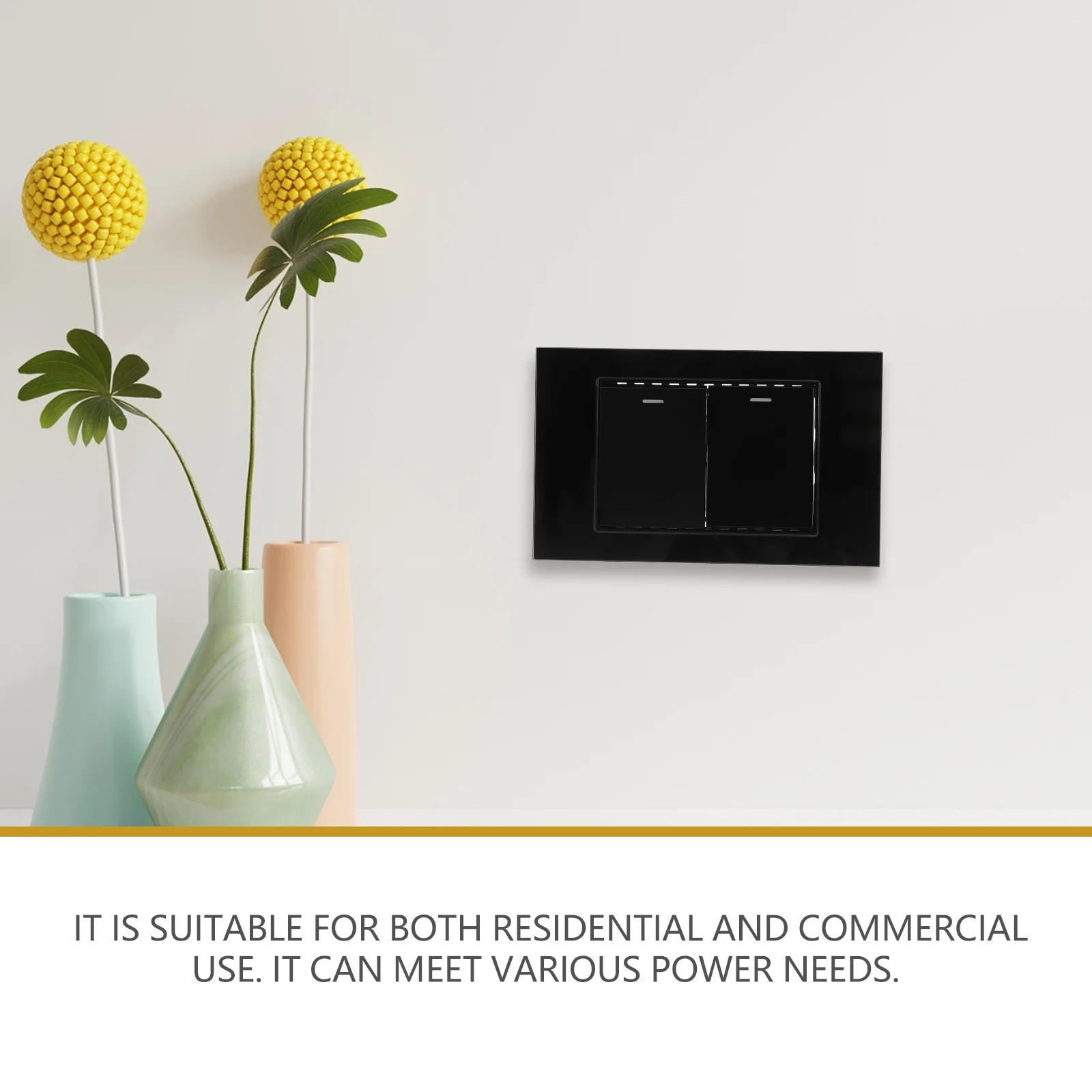 

Double Control Light Switch Black Wall Switch Panel Multifunctional Indoor Use Home Commercial Durable High Strength Starlinite