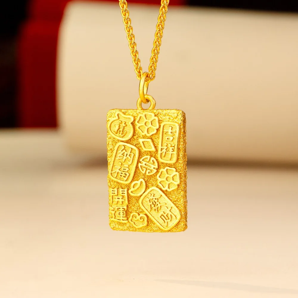 Fortune fortune pendant female small all hammer pattern fortune tag 9999gold