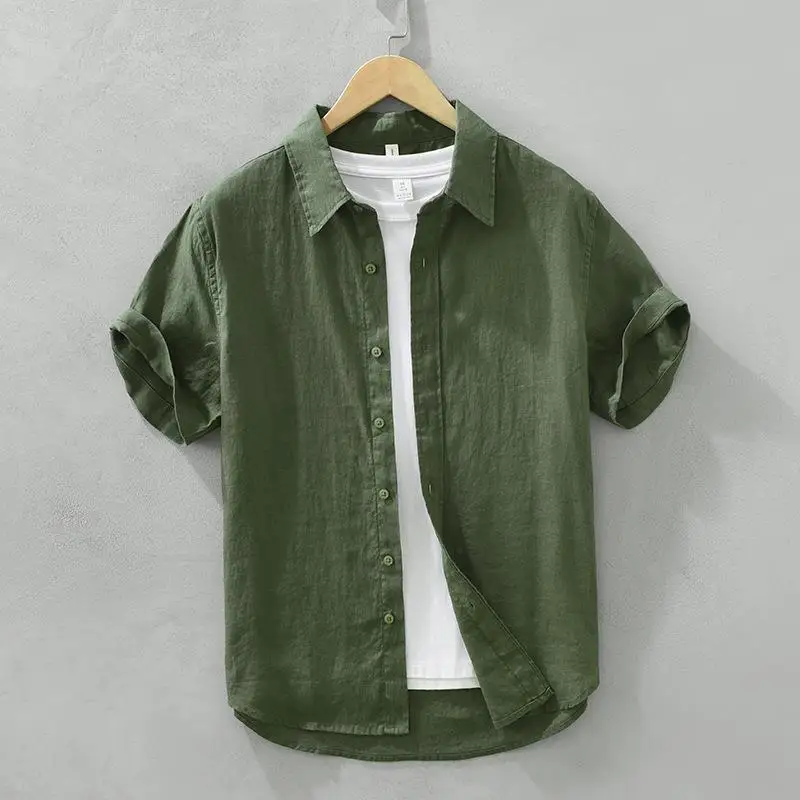 

Men's Linen Shirt Breathable Short Sleeve Top Shirt Daily Wear Comfortable Lightweight Color Inner Wear Casual Shirt
