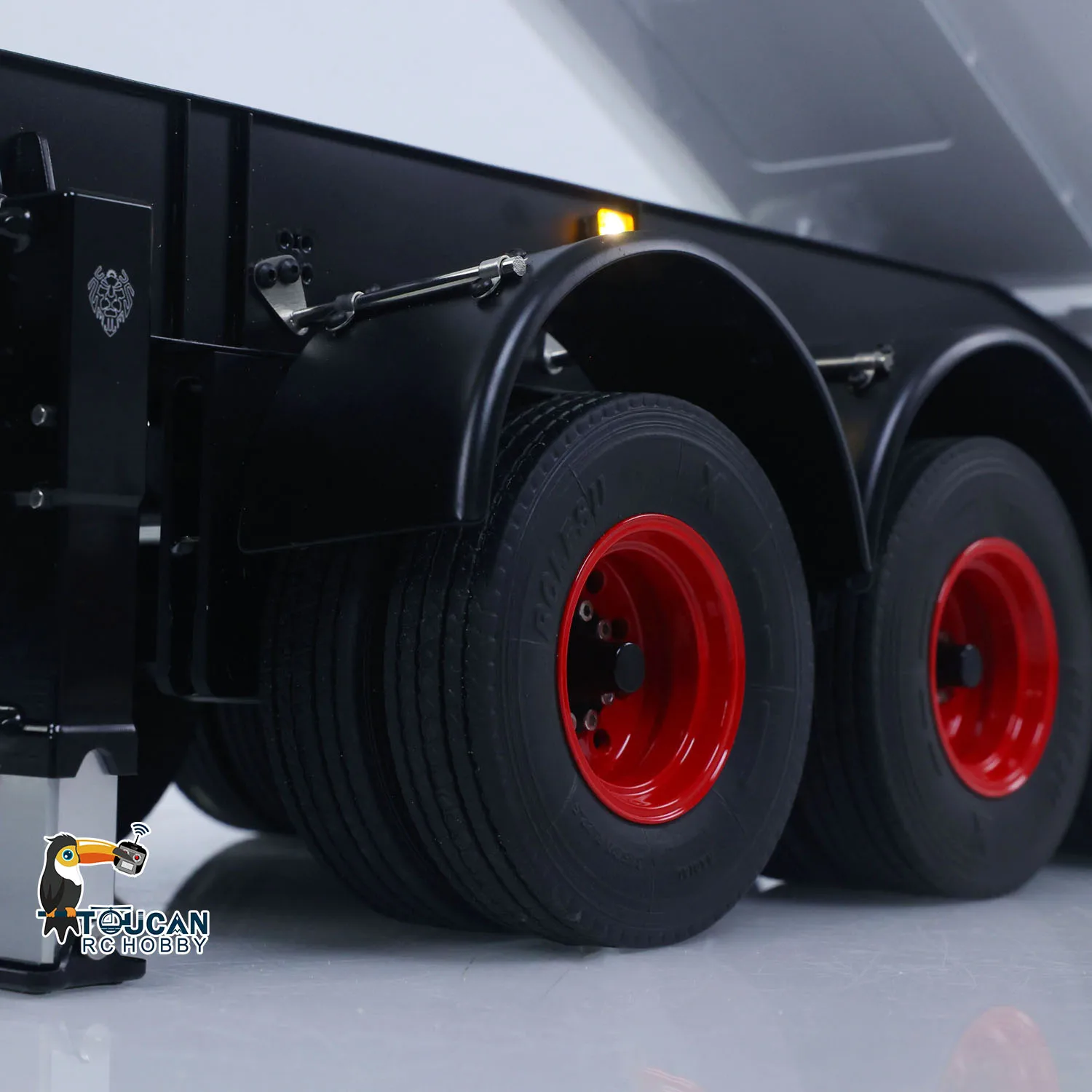 

1/14 LESU металлический 3 оси гидравлический самосвал полуприцеп U-образное ведро для DIY TAMIYA пульт дистанционного управления трактор грузовик система освещения