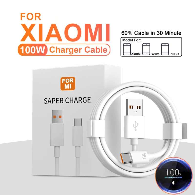 6A 100W Super szybkie ładowanie Kabel USB typu C do Huawei P40 P30 Kabel USB-C do telefonu Xiaomi 14 Redmi 13 12 Oneplus 11 POCO