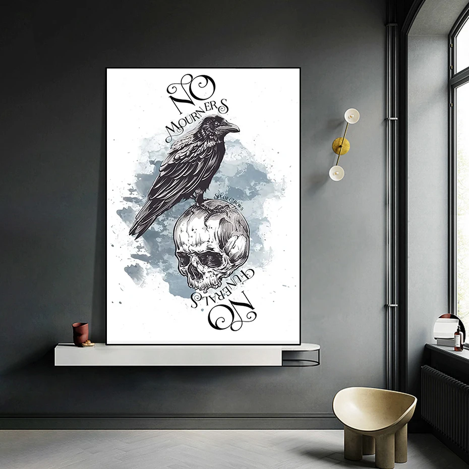 

Abstract Ravens Posters No Mourners No Funerals Canvas Painting Wall Art for Living Room Home Decor HD Print Vintage Metal Signs