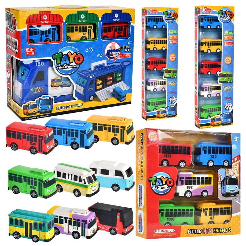 

Cartoon Puzzle Korean Tayo Mini Bus Little Bus Friends Openable Doors, Slide & Pull Back Toy Bus For Children'S Birthday Gift