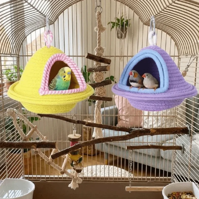 Warm Sleep Bird Cage Nest Handmade Weave Windproof Bird Hanging Bed Thickened Bite Resistant Pet Habitat Pet Parrot