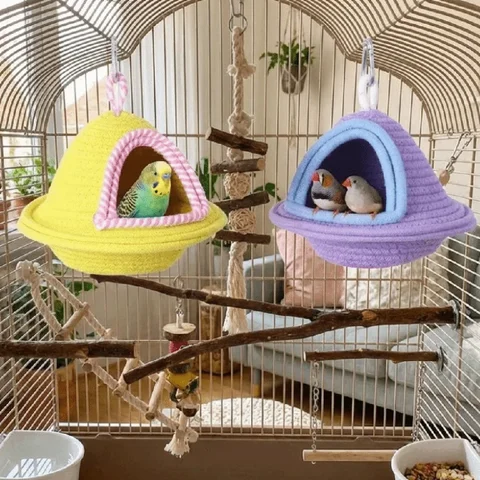 Warm Sleep Bird Cage Nest Handmade Weave Windproof Bird Hanging Bed Thickened Bite Resistant Pet Habitat Pet Parrot