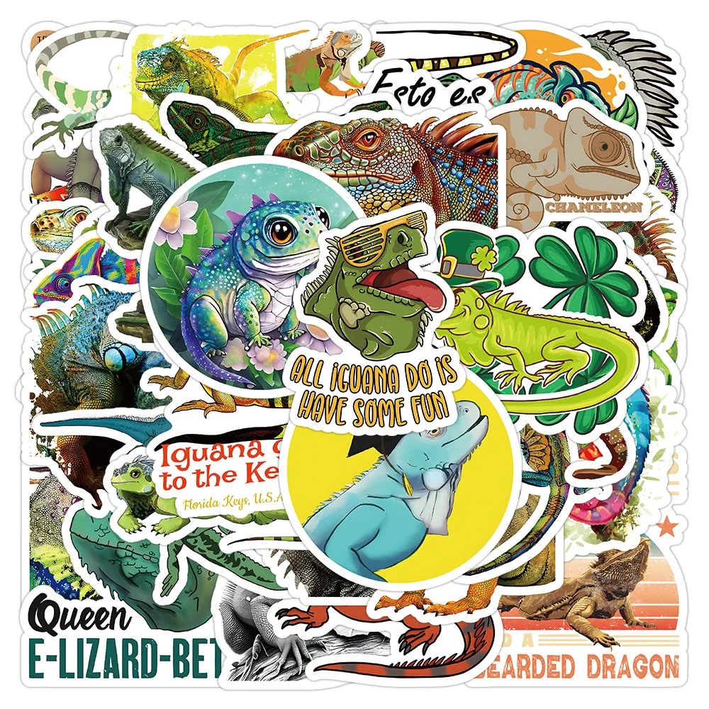 50pcs Iguana Pet Animal Stickers For Laptop Wall