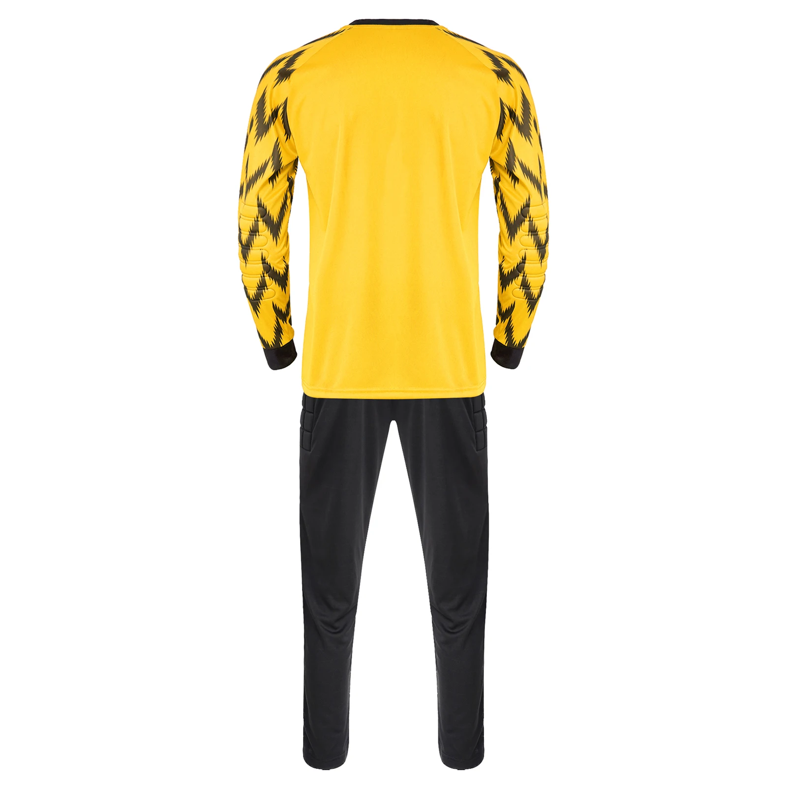 Kids Boys Soccer Goalkeeper Outfits Football Goalie Training Uniform Long Sleeve Protective Padded T-shirt with Pants Sportswear