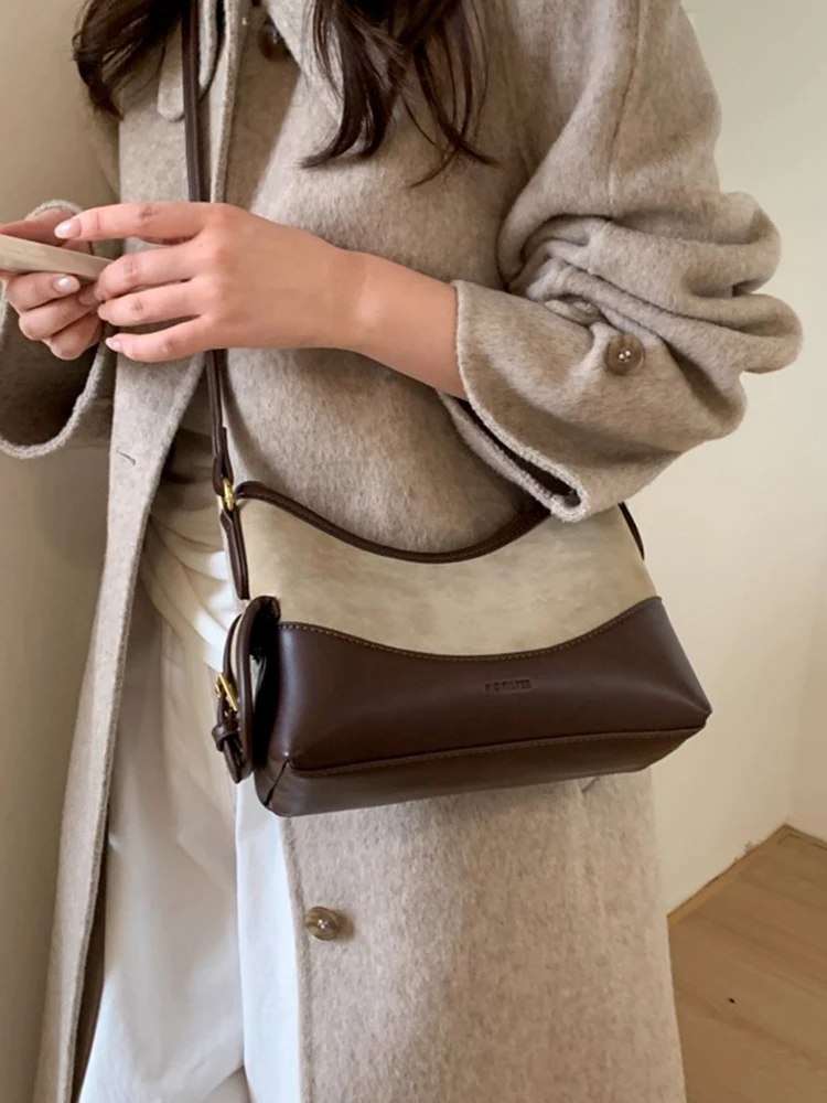 

Модные сумки через плечо контрастного цвета, женские темпераментные сумки через плечо в стиле ретро на молнии, женские универсальные сумки-мессенджеры