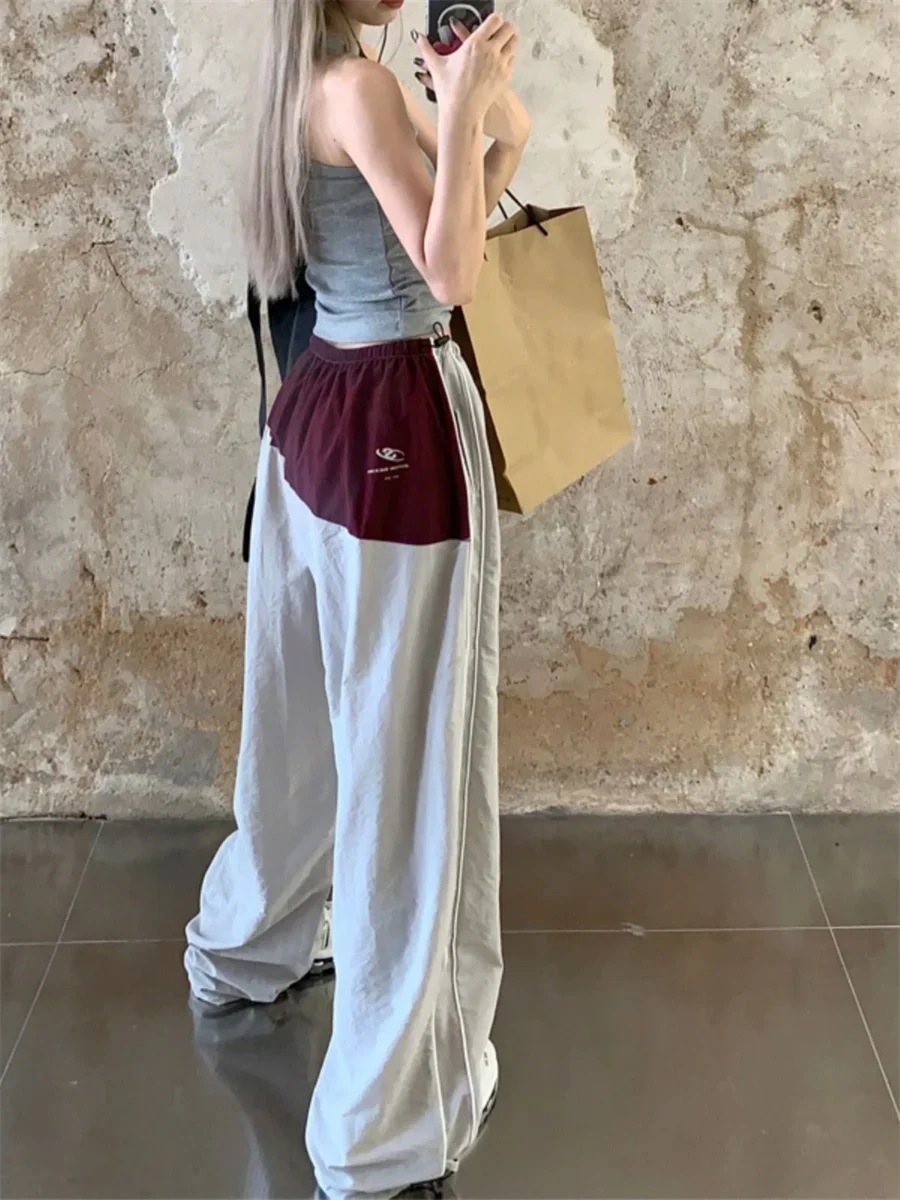 

Свободные широкие брюки для мужчин и женщин, летние американские универсальные брюки с высокой талией, модные цветные спортивные брюки, повседневные